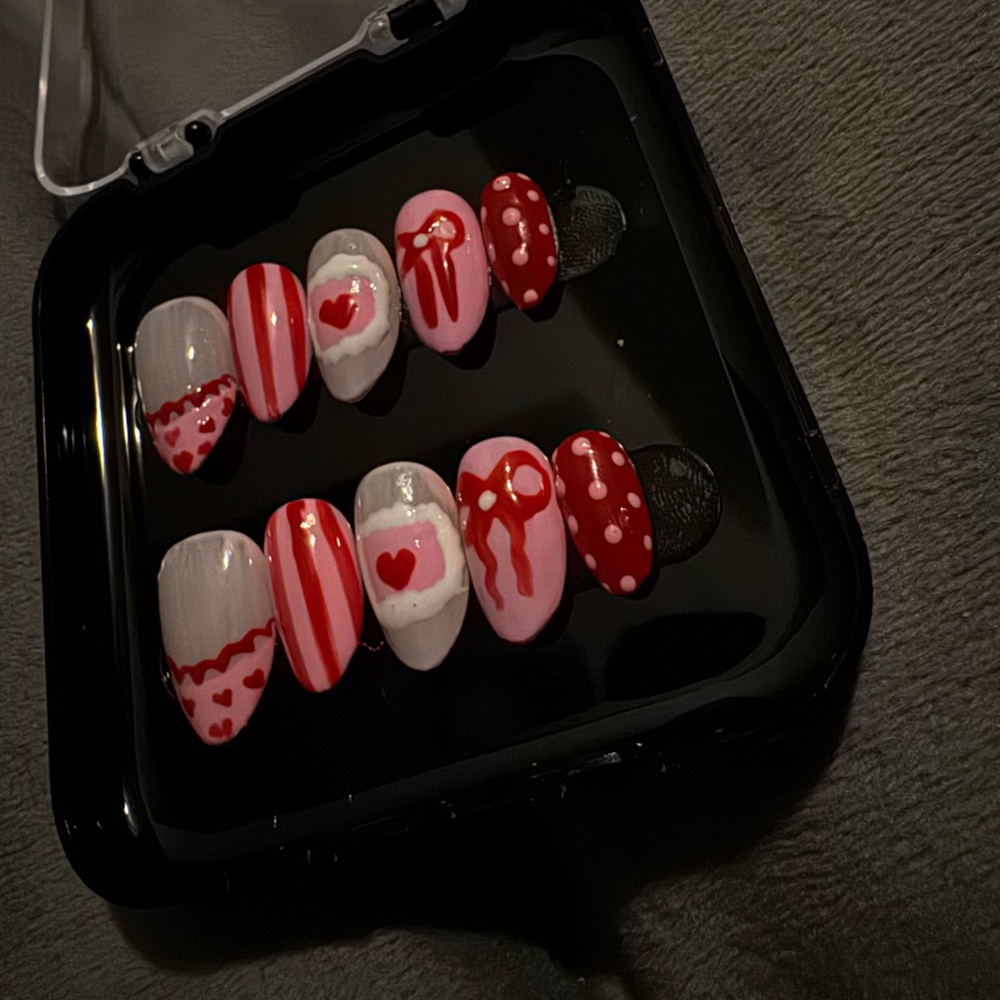 Stylish Red and White Nail Art Set